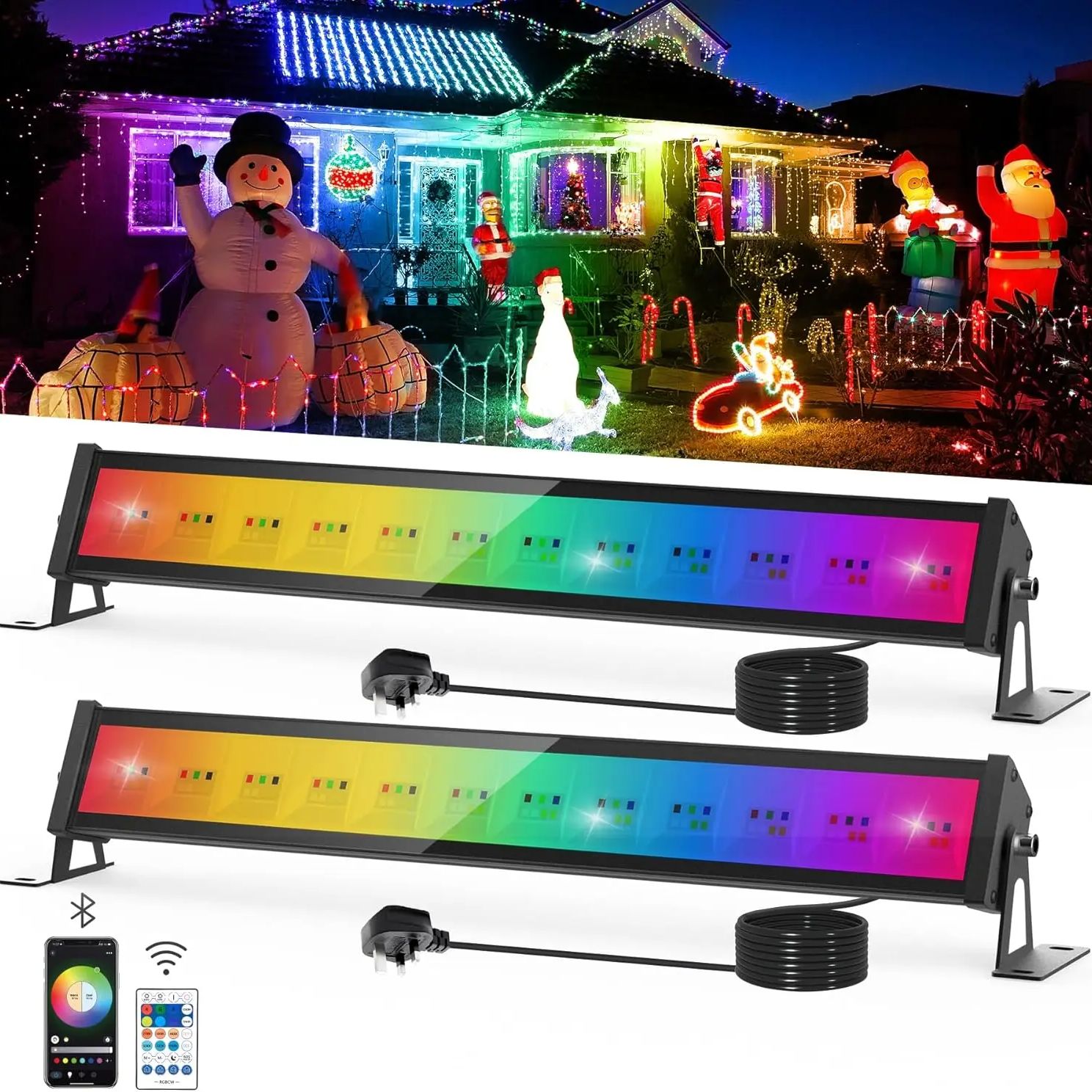 Smart Garden Lights Uk - リモコン付きRGB LEDフラッドライト,インテリジェントな色変更,ガーデンスポットライト,ip65,屋外,ステージライト,50W