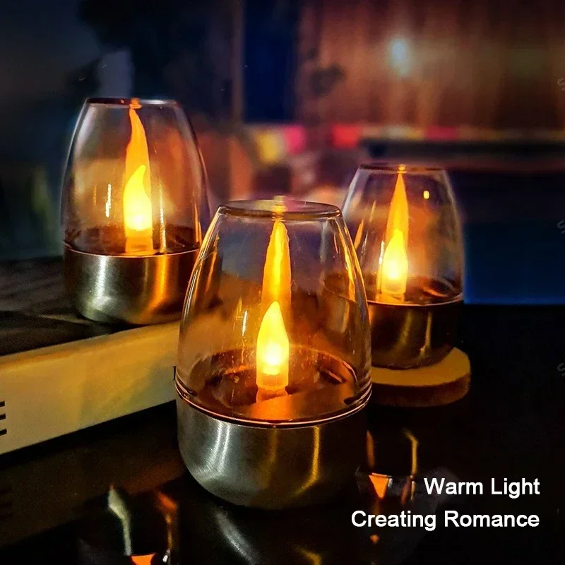 Smart Garden Light - LED ソーラーキャンドルライトフレームレス充電式ナイトライトウェディングパーティーの庭の装飾屋外防水ソーラーキャンドルランプ
