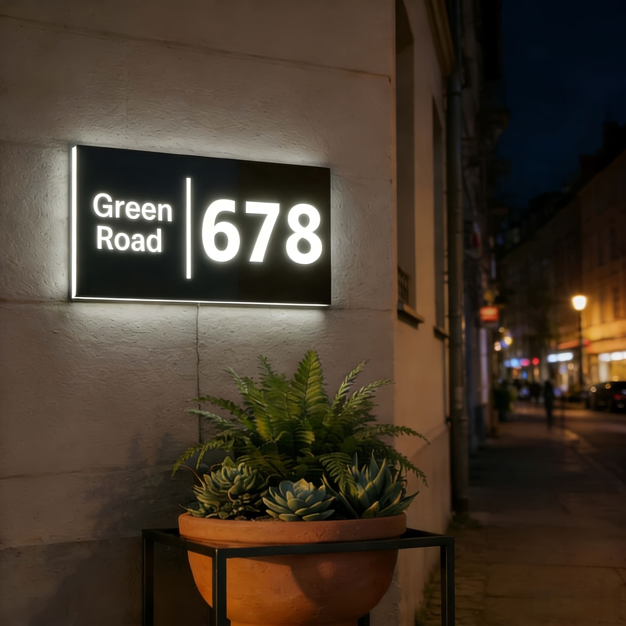 Smart Garden Restaurant - カスタムモダンシンプルLEDスマートHDハウスサイン屋外ガーデンホテルレストラン住所情報プレート