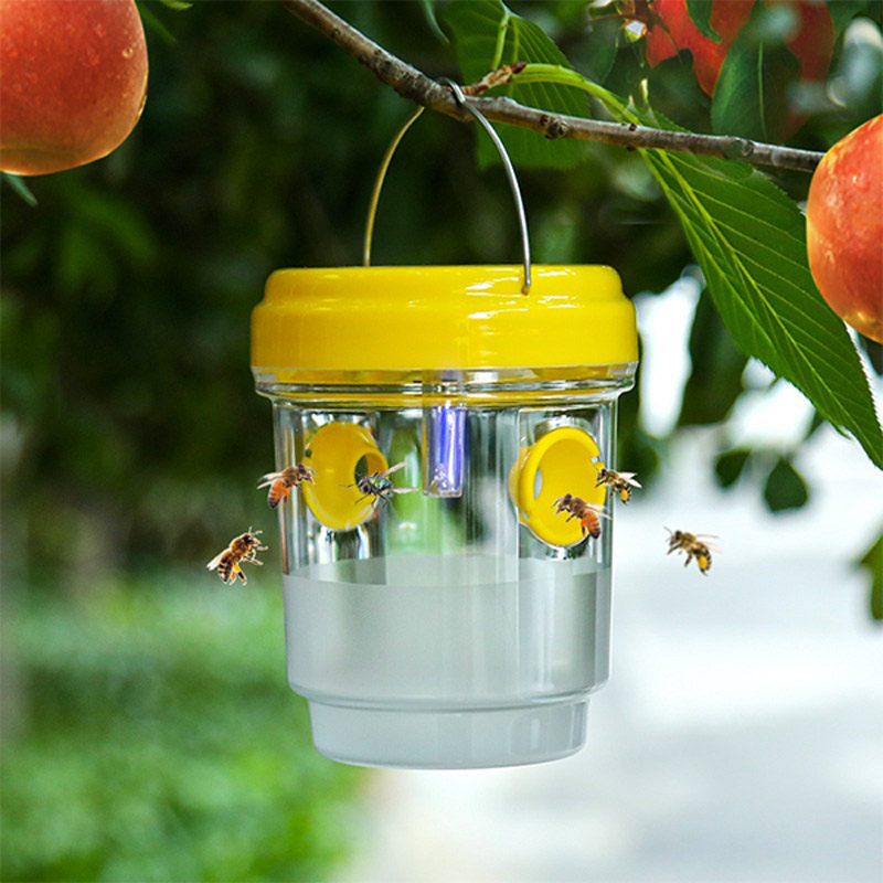 Smart Garden Light - ソーラー式果物蠅捕獲器 庭園果樹園用小型飛翔昆虫捕獲器 バケツ型ソーラーLEDライト付きバケツ 屋外防水蜂捕獲器