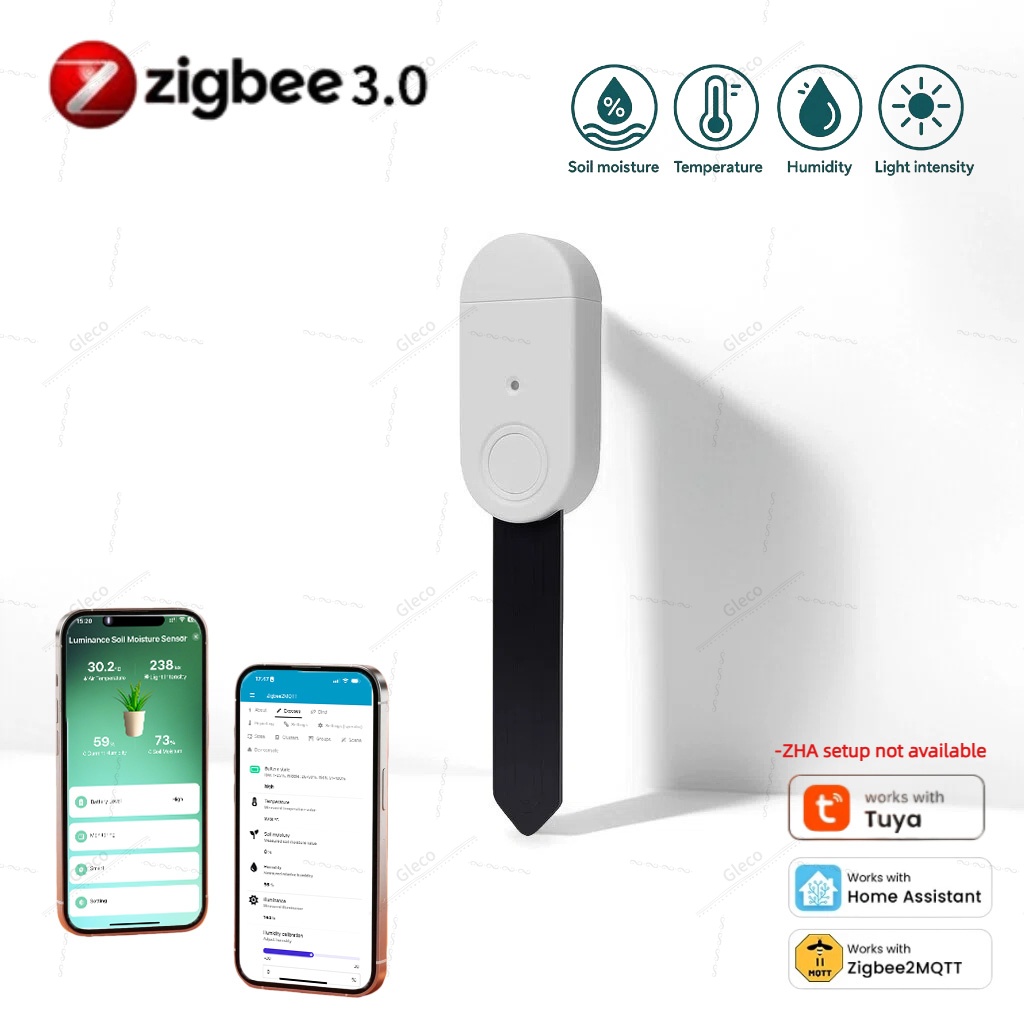Smart Garden Light - 4in1 Zigbee 土壌水分温度湿度センサー、光検出機能付き、庭の灌漑用、Tuya Smart Life &