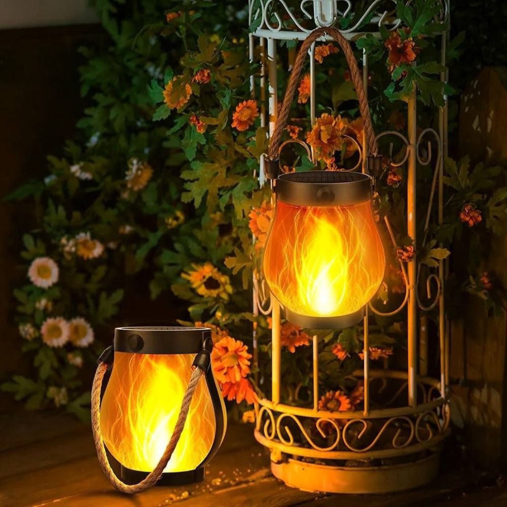 Smart Garden Solar Lights - USB充電式ソーラーフレームライト 800ルーメン ソーラーパワーハンギングランタン デュアル充電式 吊り下げ式ライト ガーデンランタン