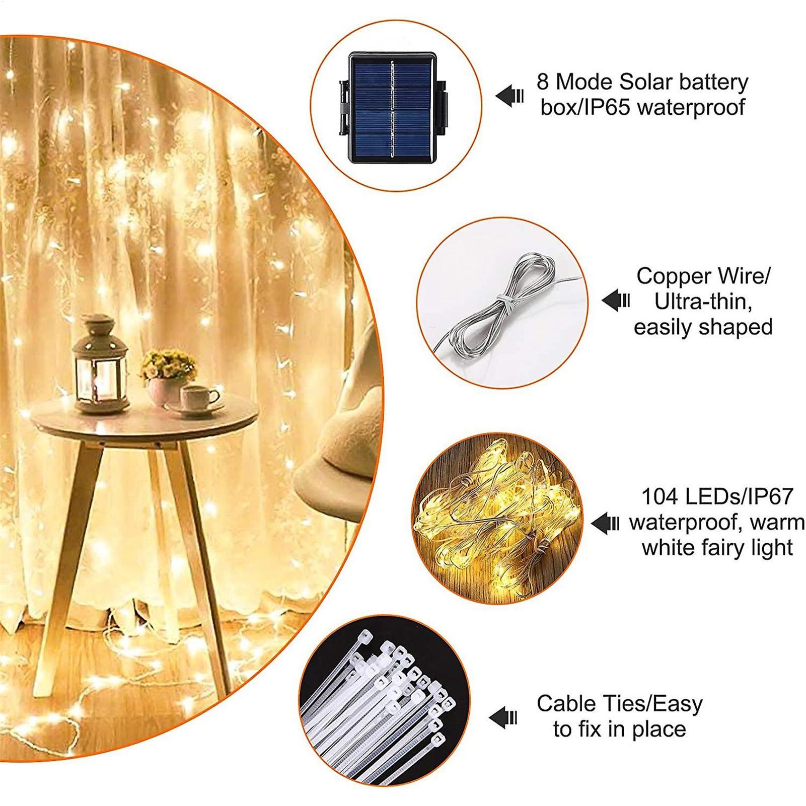 Smart Garden Light - ソーラーアンブレラストリングライト 104LED パラソルストリングランプ 屋外防水ソーラーライト ガーデン芝生日よけ傘ライト