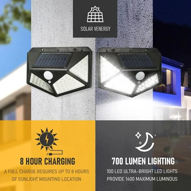 Smart Garden Solar Lights - 100Led 多機能ソーラーランプ屋外庭の装飾ソーラーライト防水太陽光発電スポットライトモーションセンサー付き
