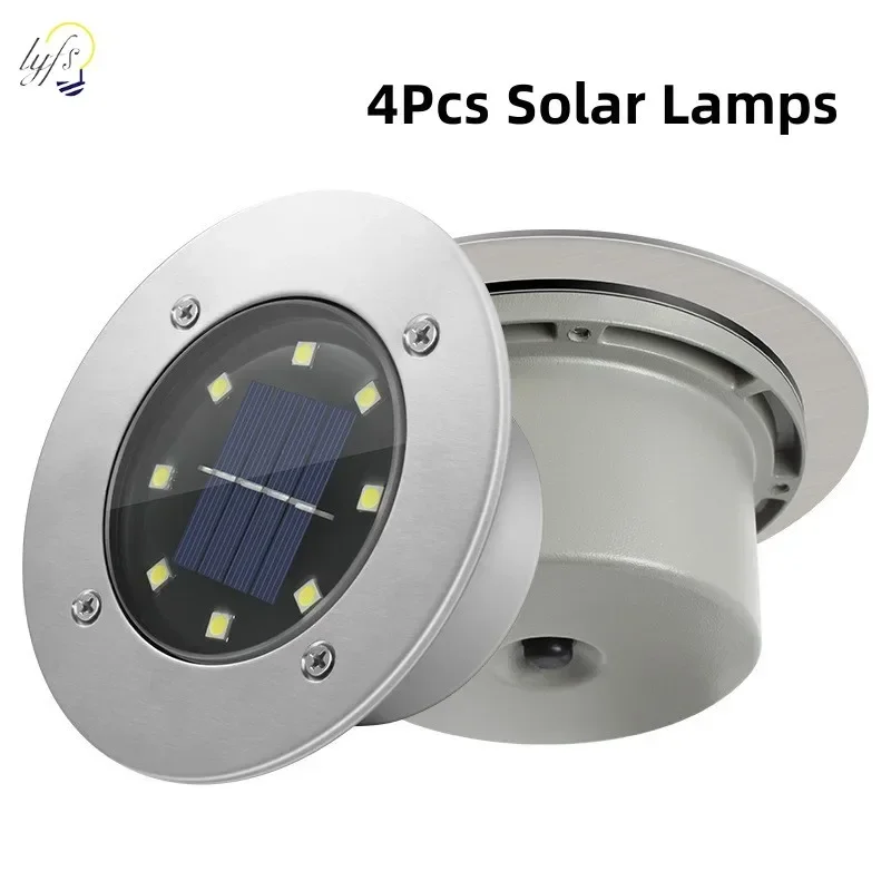 Smart Garden Solar Lights - 8つのLEDフロアライト,ソーラーパネル,屋外照明,地下照明,庭に最適,4ユニット