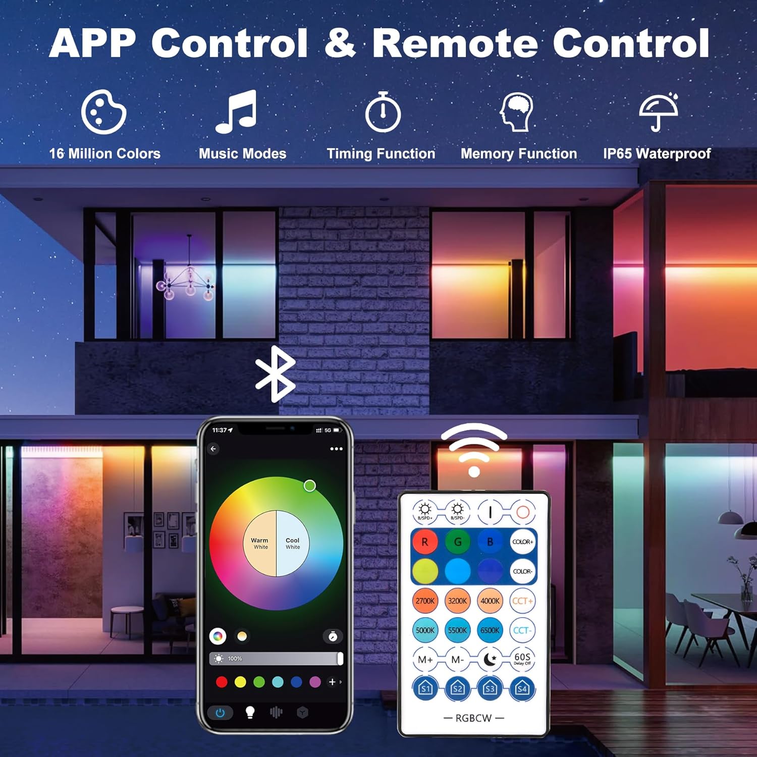 リモコン付きRGB LEDフラッドライト,インテリジェントな - Smart Garden Lights Uk のレビューと価格