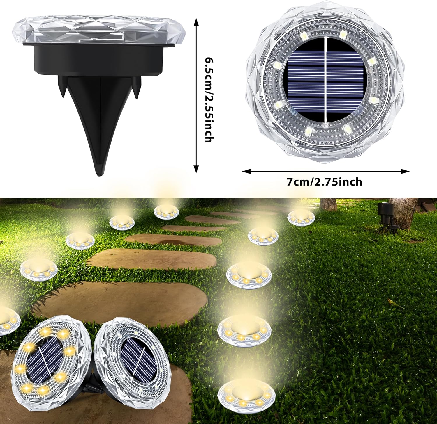 4/8 個ソーラー地下ライト屋外 8 LED ソーラーディス - Smart Garden Solar Lights のレビューと価格