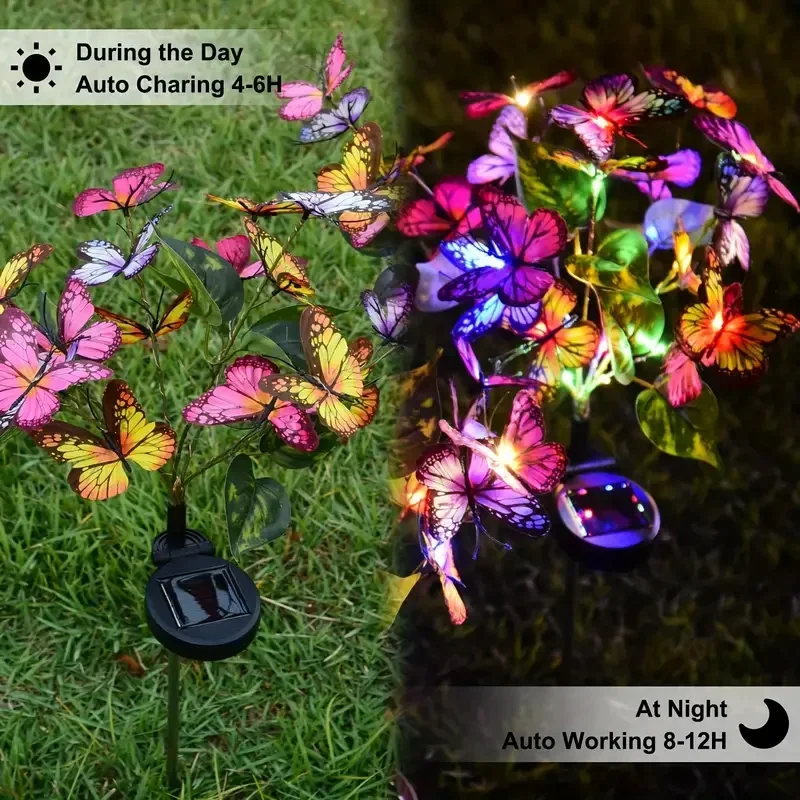 ソーラー LED バタフライガーデンライト防水カラフルな屋外 - Smart Garden Light のレビューと価格
