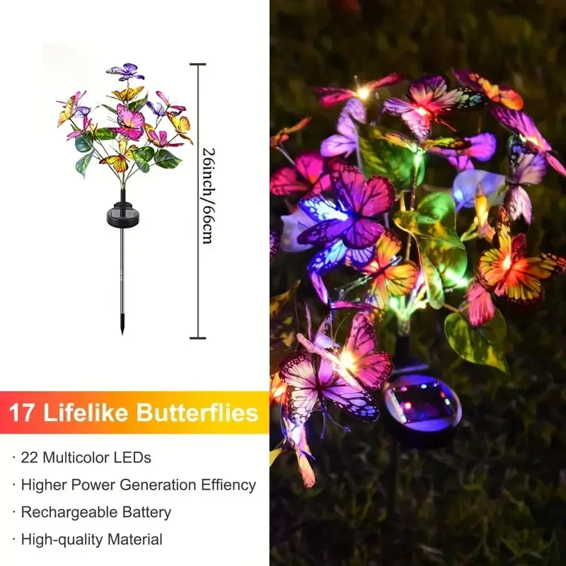 ソーラー LED バタフライガーデンライト防水カラフルな屋外 - Smart Garden Light のレビューと価格