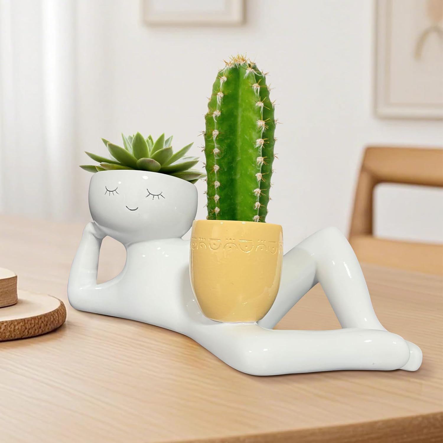 怠惰な小さな男の形をしたプランター、ユニークな植木鉢、面白い - Smart Garden In Home のレビューと価格
