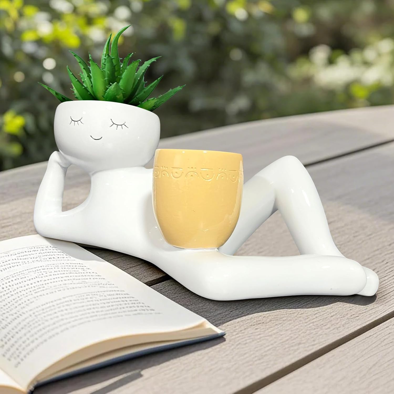 怠惰な小さな男の形をしたプランター、ユニークな植木鉢、面白い - Smart Garden In Home のレビューと価格