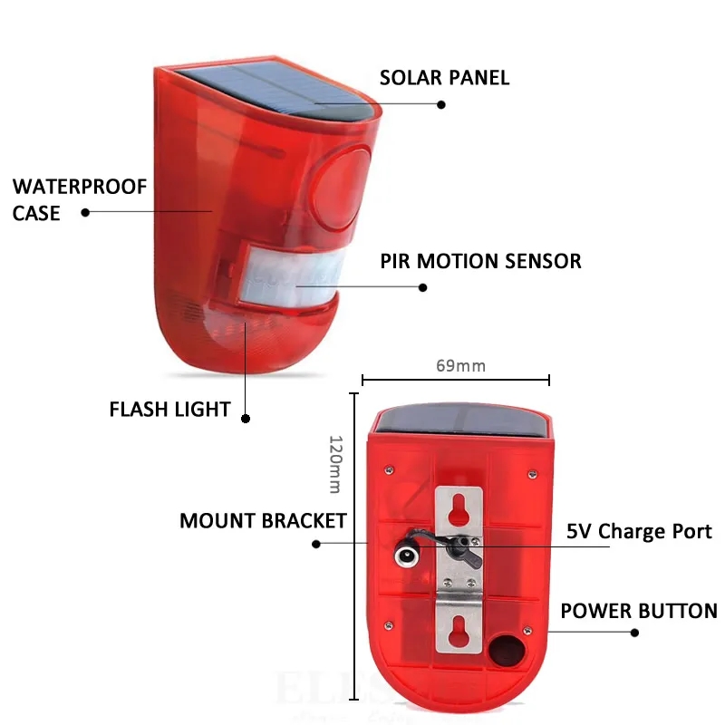 防水ソーラー式アラームライト赤外線モーション検知サイレンスト - Smart Garden Solar Lights のレビューと価格