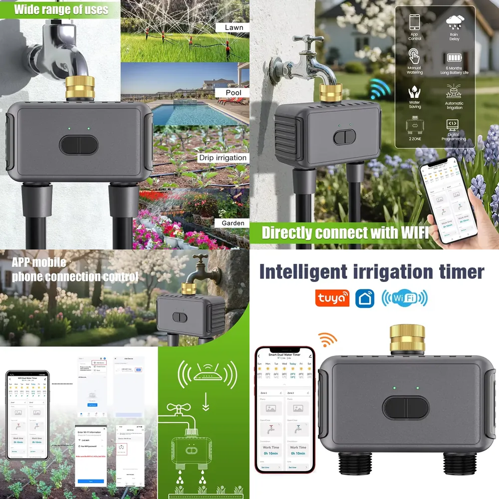 WAP01 WiFiアプリ制御 デュアルホース水タイマー ス - Smart Garden Watering のレビューと価格
