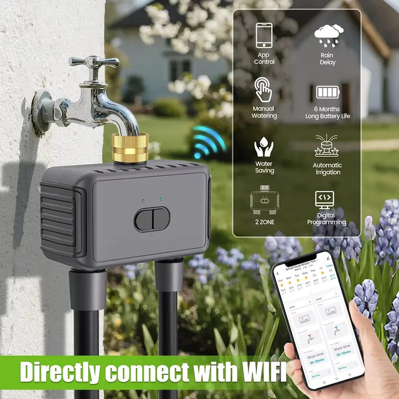 WAP01 WiFiアプリ制御 デュアルホース水タイマー ス - Smart Garden Watering のレビューと価格