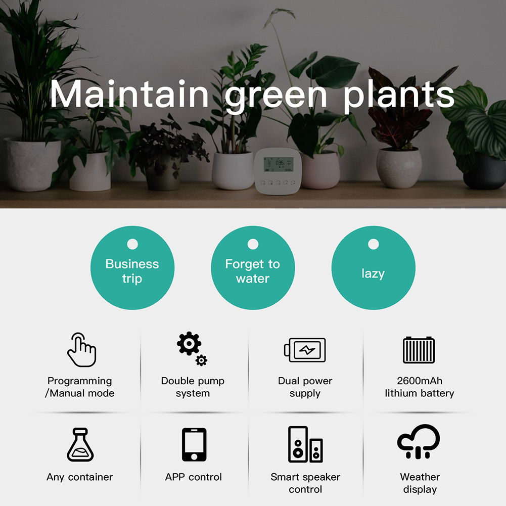 WiFi対応Tuyaスマート散水機 自動植物コントローラー  - Smart Garden Watering のレビューと価格